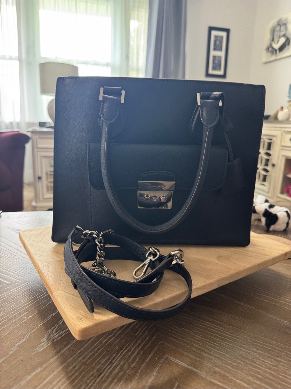 Michael Kors Bridgette Saffiano Leather Tote in Navy Blue